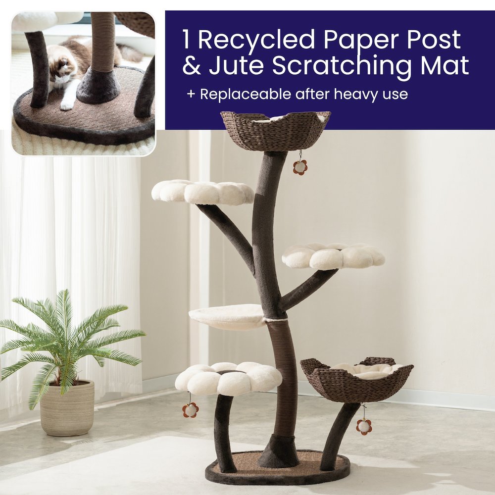 Blossom 6-Level 59" Cat Tree with Replaceable Parts, Washable Beds