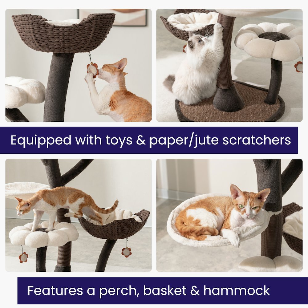 Blossom 6-Level 59" Cat Tree with Replaceable Parts, Washable Beds