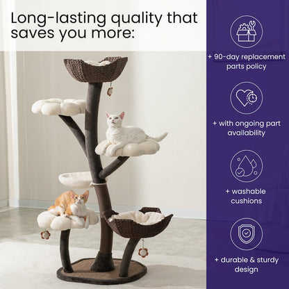 Blossom 6-Level 59" Cat Tree with Replaceable Parts, Washable Beds