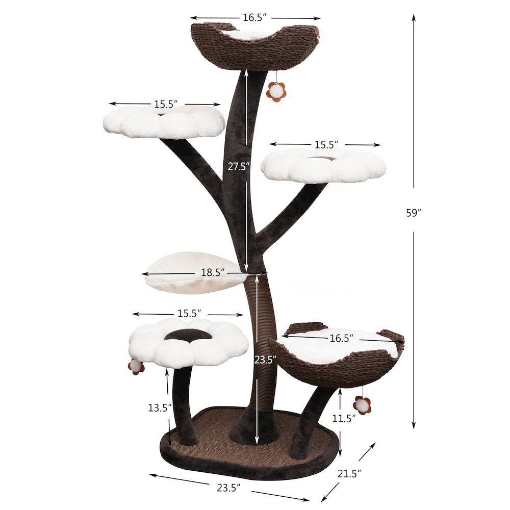 Blossom 6-Level 59" Cat Tree with Replaceable Parts, Washable Beds