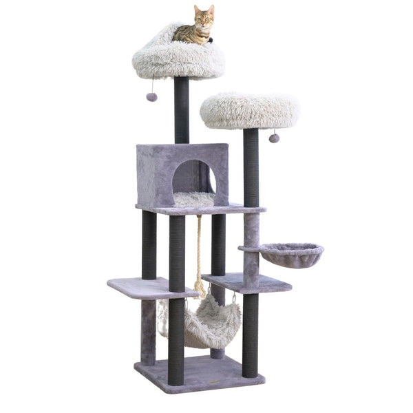 Bradbury 7-Level 62.5” Modern Cat Tree with Replaceable Parts, Washable Beds