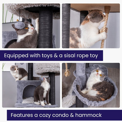 Bradbury 7-Level 62.5” Modern Cat Tree with Replaceable Parts, Washable Beds