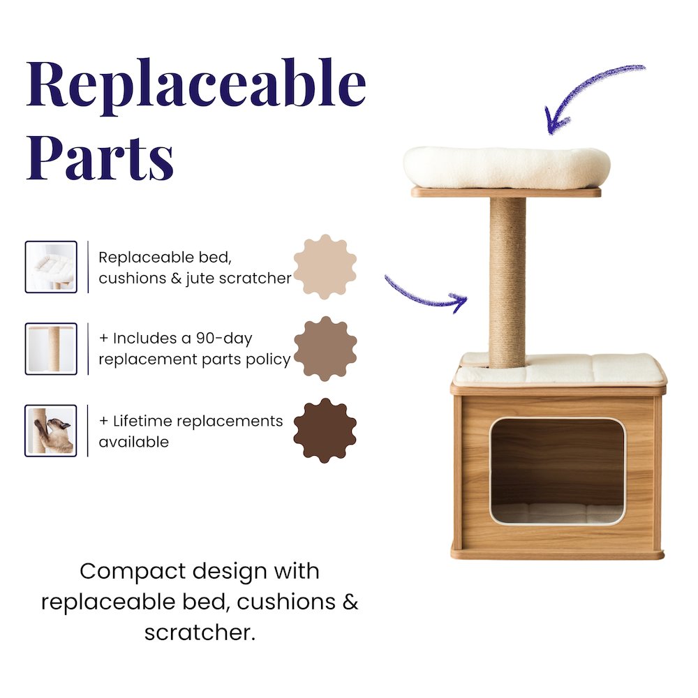 Cedar 3-Level 29.7" Cat Tree for Small Cats & Kittens with Replaceable Parts