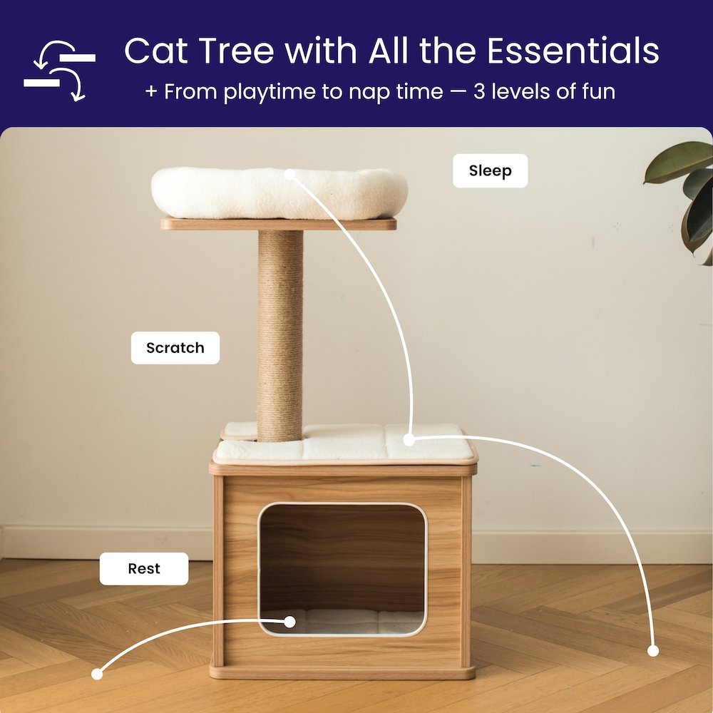 Cedar 3-Level 29.7" Cat Tree for Small Cats & Kittens with Replaceable Parts