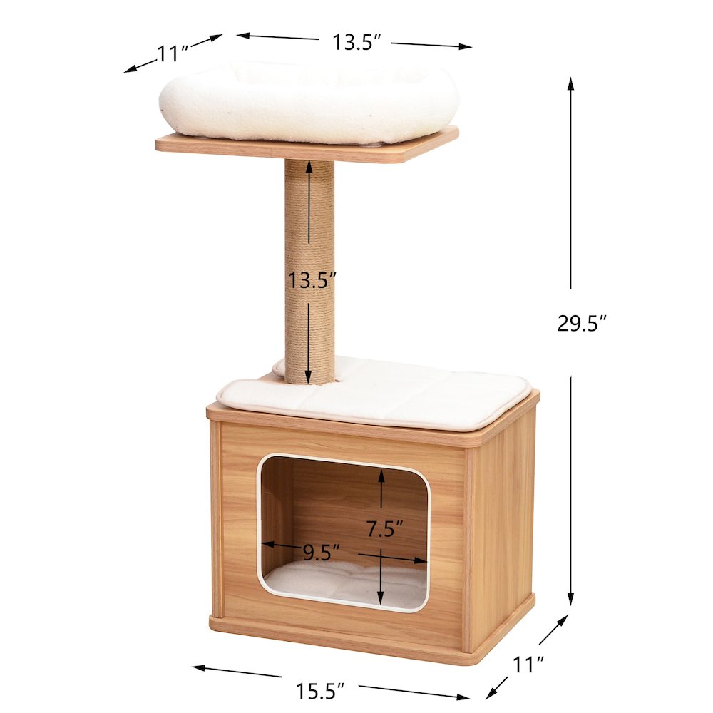 Cedar 3-Level 29.7" Cat Tree for Small Cats & Kittens with Replaceable Parts
