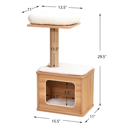 Cedar 3-Level 29.7" Cat Tree for Small Cats & Kittens with Replaceable Parts