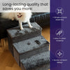 Charcoal Foldable Plush Pet Stairs with Built-in Storage, Soft Steps
