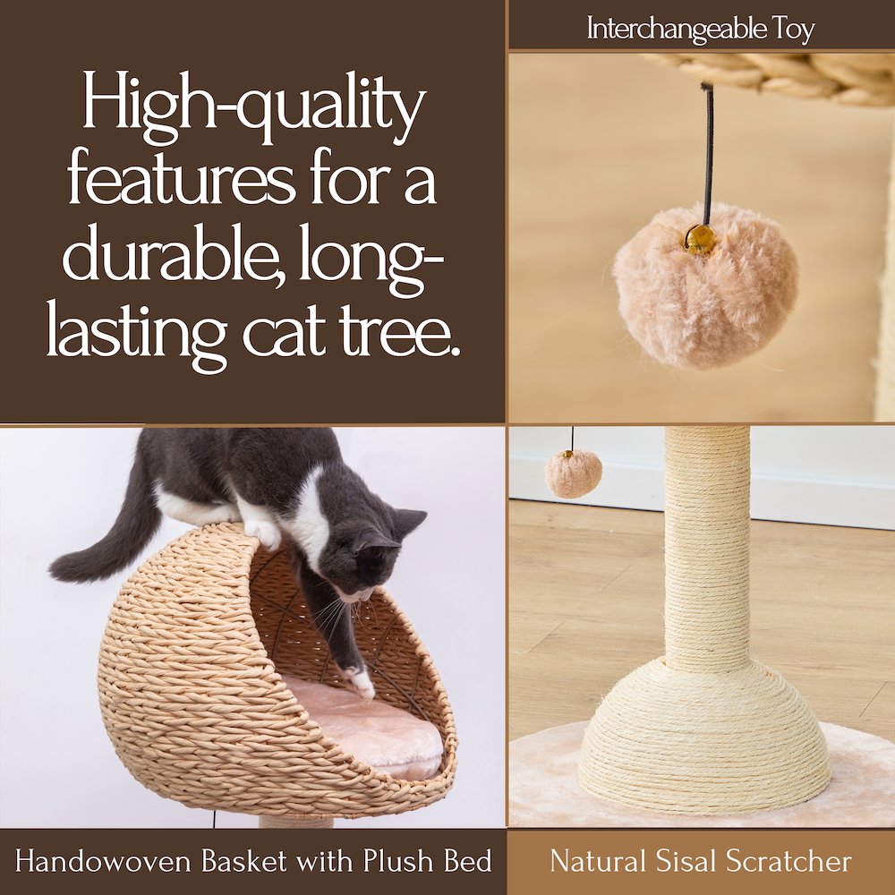 30-in Lookout Cat Tree Bed, Beige