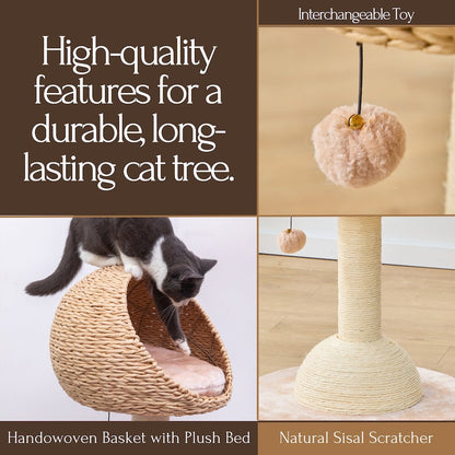 30-in Lookout Cat Tree Bed, Beige