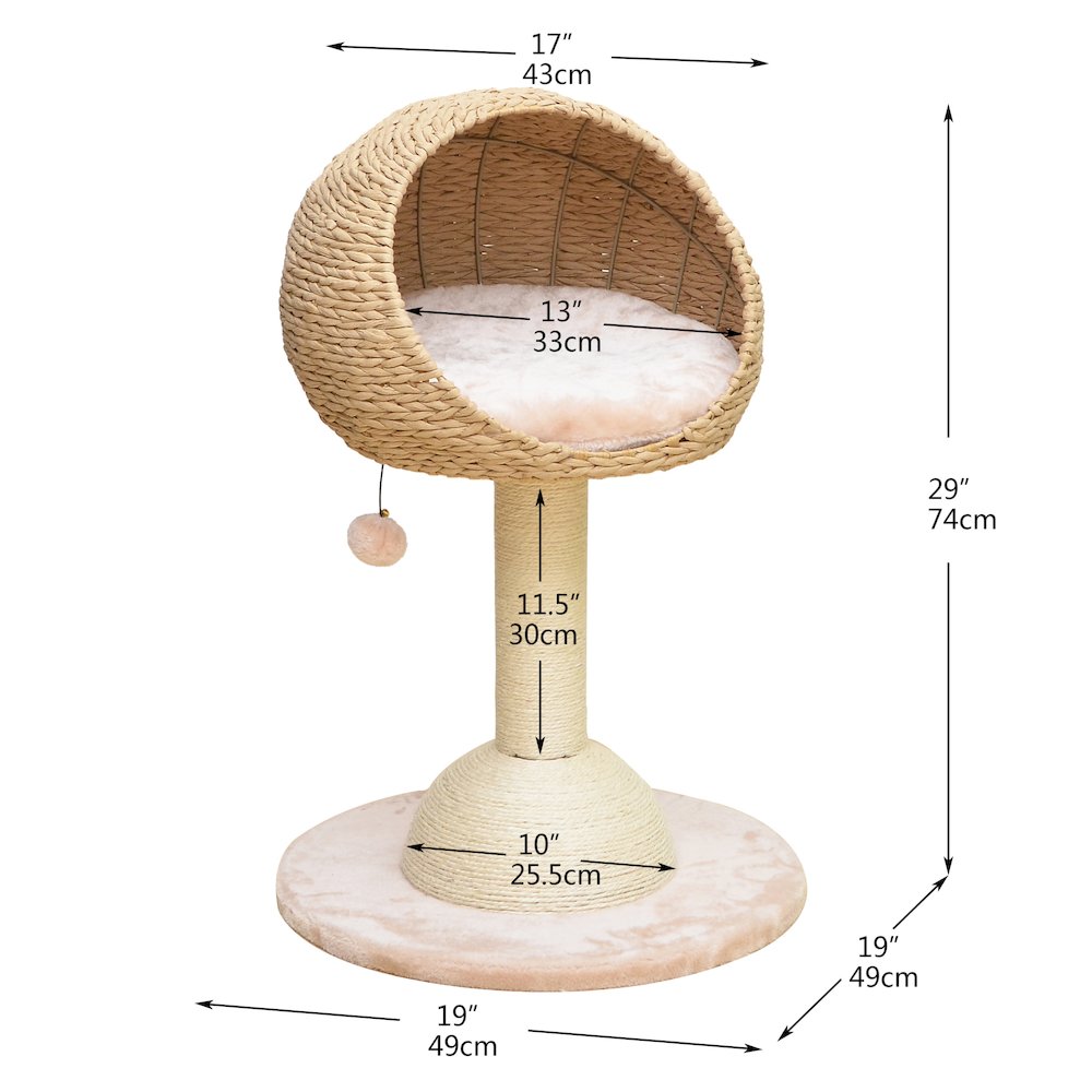 30-in Lookout Cat Tree Bed, Beige