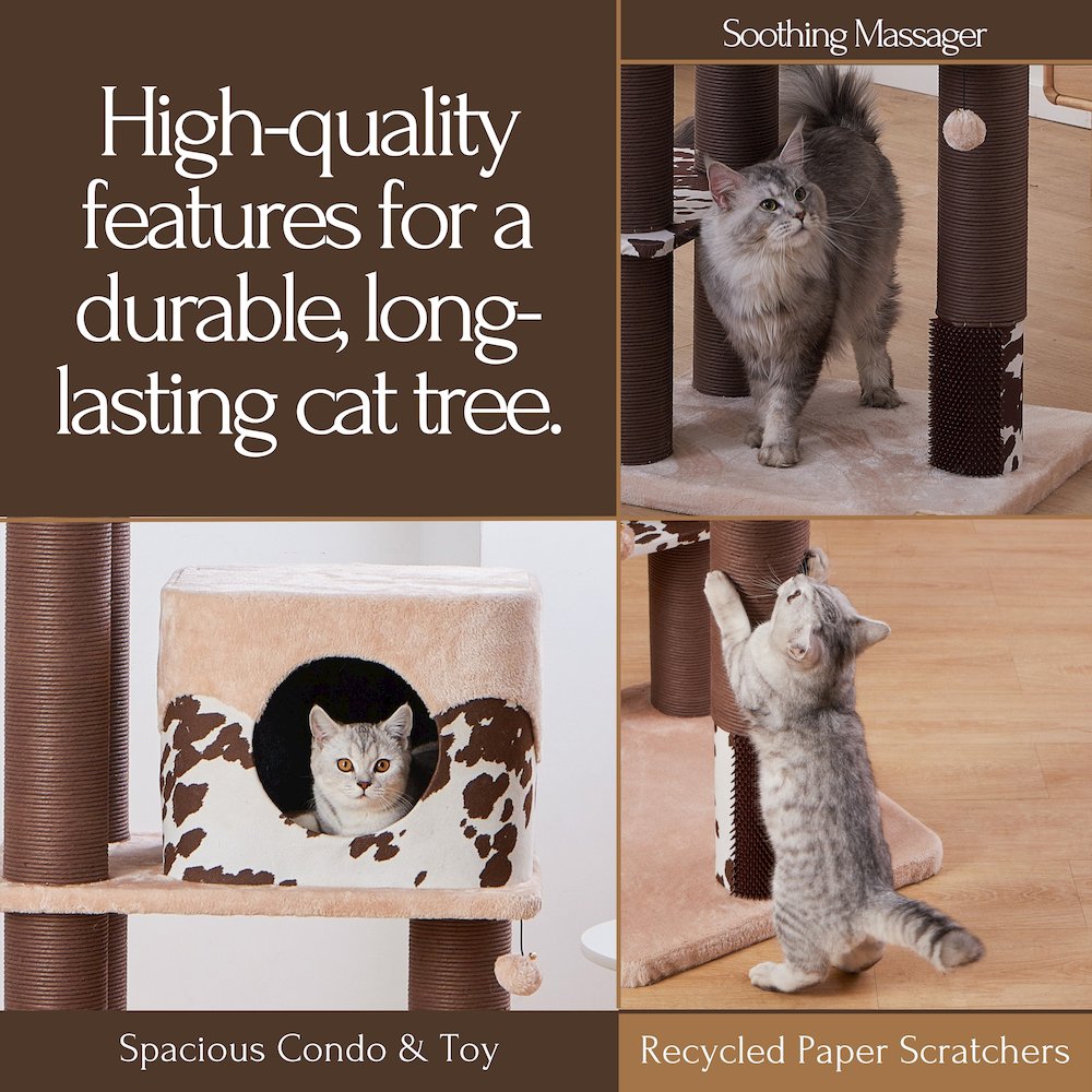 50-in Cowboy Western Style Cat Tree, Brown