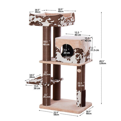 50-in Cowboy Western Style Cat Tree, Brown
