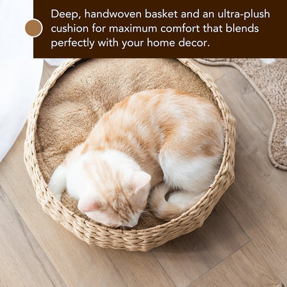 Paper Rope Wicker Design Round Cat Bed