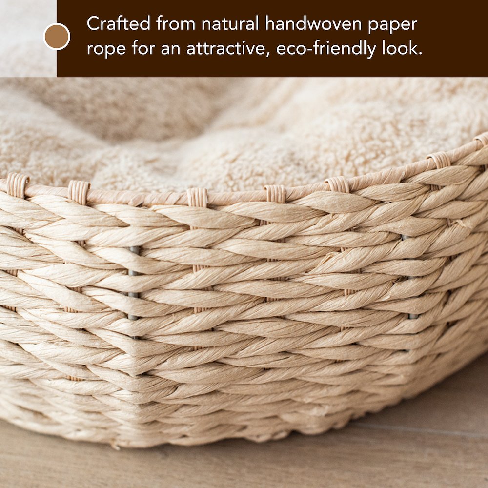 Paper Rope Wicker Design Round Cat Bed