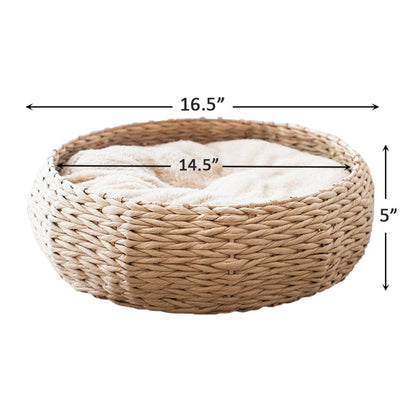 Paper Rope Wicker Design Round Cat Bed
