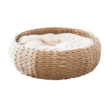 Paper Rope Wicker Design Round Cat Bed