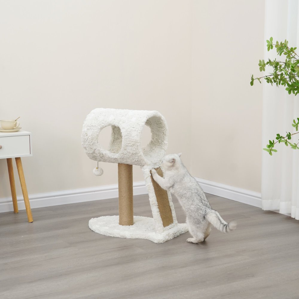 Minimalistic Fished Shaped Cat Perch - 28"H, 2 Level, Medium, Space Needle