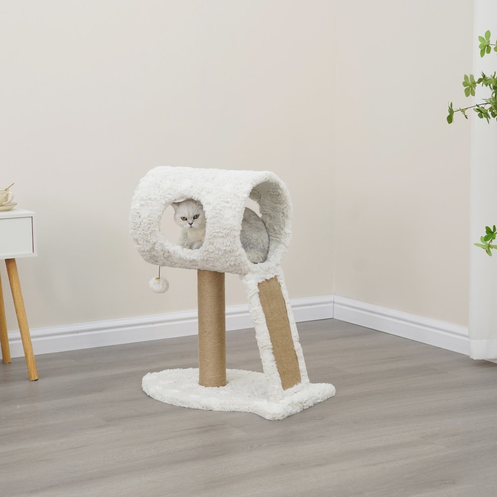 Minimalistic Fished Shaped Cat Perch - 28"H, 2 Level, Medium, Space Needle