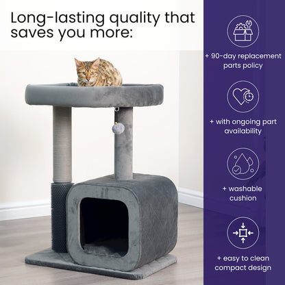 2-Level 30.5" Quilted Velvet Cat Tree with Recycled Paper Scratcher, Plush Perch