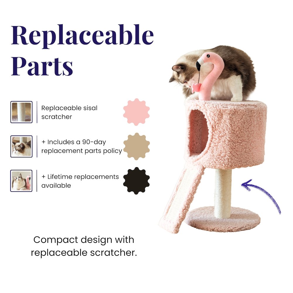 Flamingo 29" Cat Tree with Replaceable Posts, Sisal Scratching Ramp,Pink
