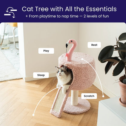 Flamingo 29" Cat Tree with Replaceable Posts, Sisal Scratching Ramp,Pink