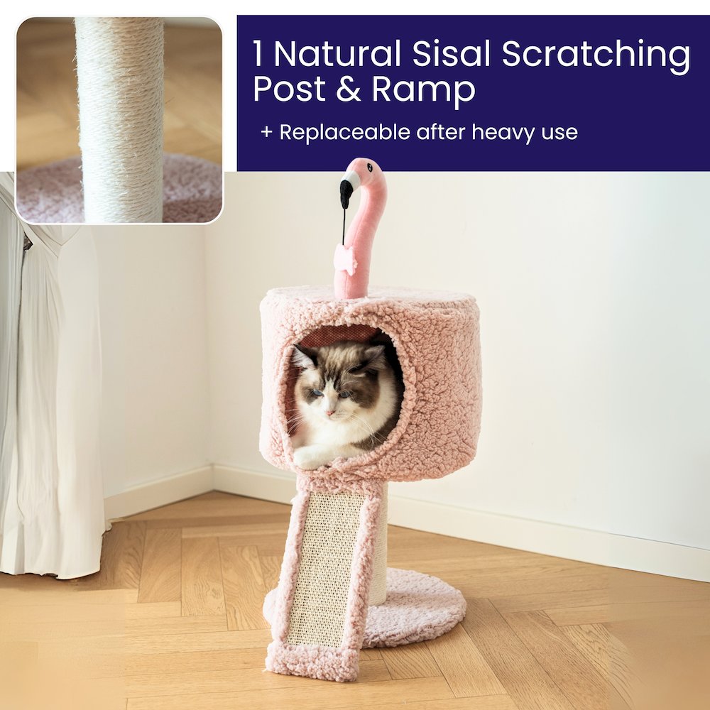 Flamingo 29" Cat Tree with Replaceable Posts, Sisal Scratching Ramp,Pink