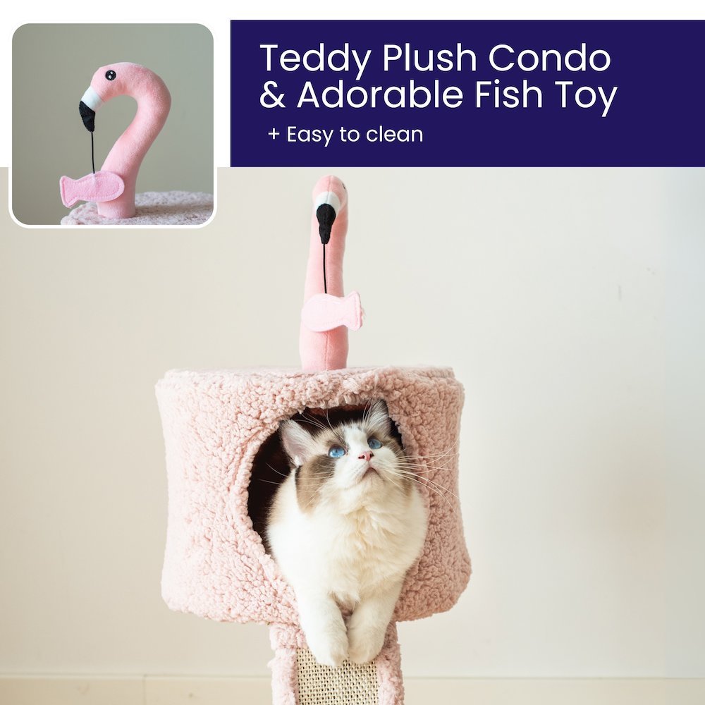 Flamingo 29" Cat Tree with Replaceable Posts, Sisal Scratching Ramp,Pink