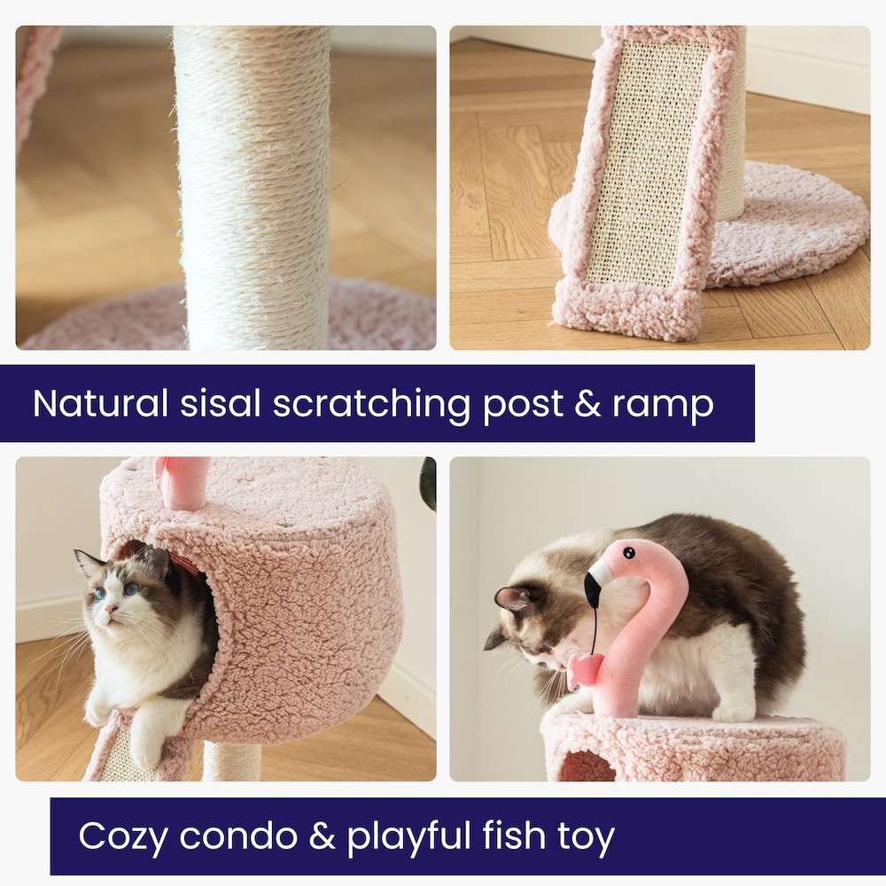 Flamingo 29" Cat Tree with Replaceable Posts, Sisal Scratching Ramp,Pink
