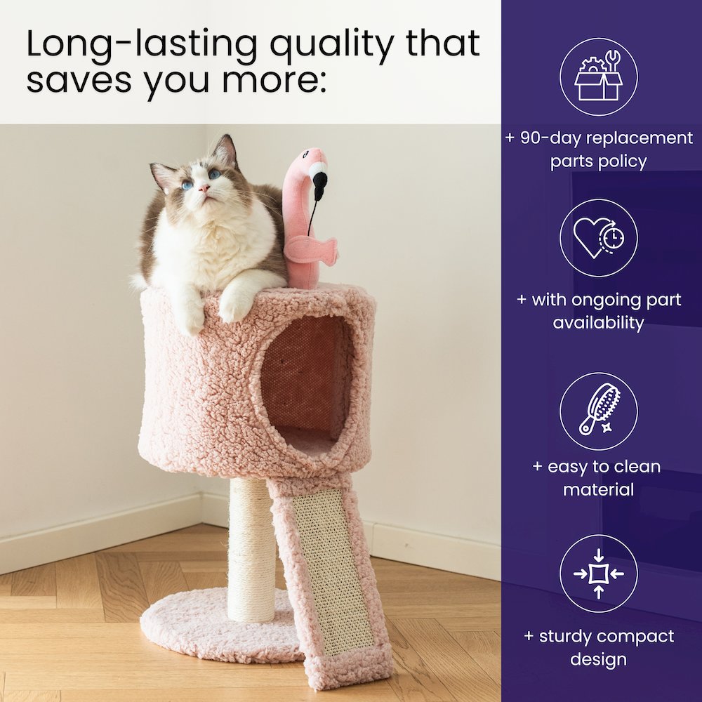 Flamingo 29" Cat Tree with Replaceable Posts, Sisal Scratching Ramp,Pink