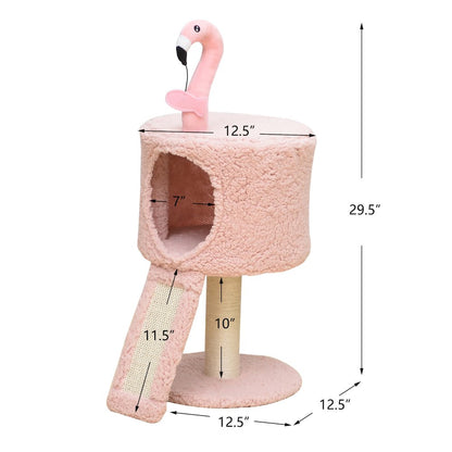 Flamingo 29" Cat Tree with Replaceable Posts, Sisal Scratching Ramp,Pink