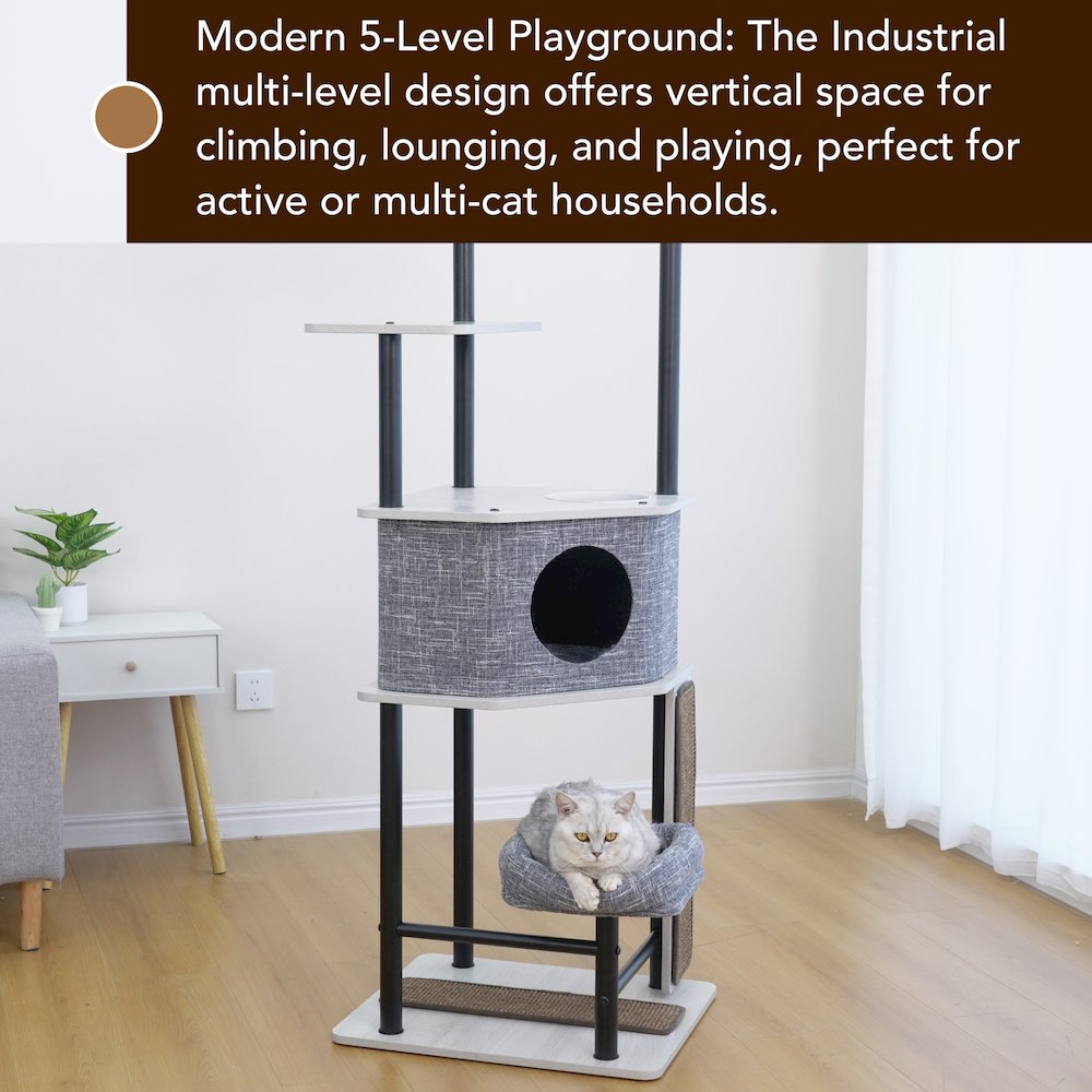 54-in Grayson Industrial Modern Cat Tree, Grey