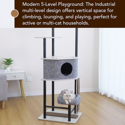54-in Grayson Industrial Modern Cat Tree, Grey