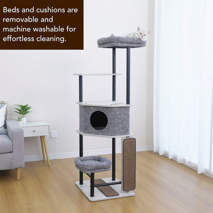 54-in Grayson Industrial Modern Cat Tree, Grey