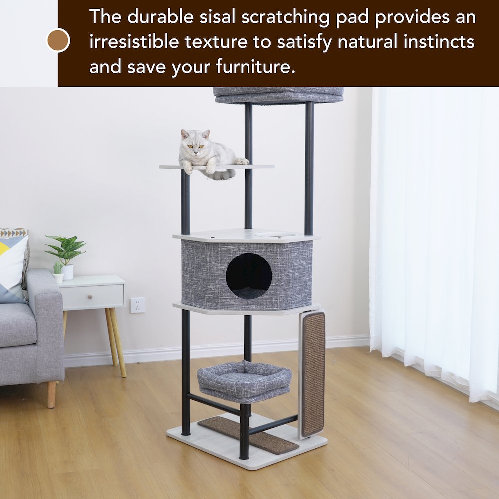 54-in Grayson Industrial Modern Cat Tree, Grey
