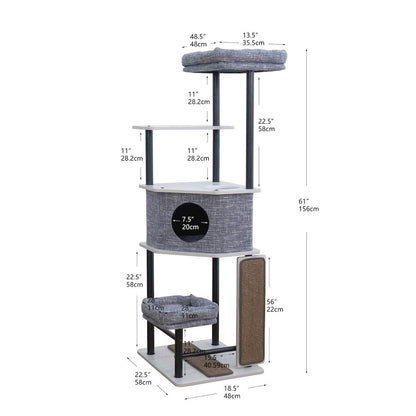 54-in Grayson Industrial Modern Cat Tree, Grey