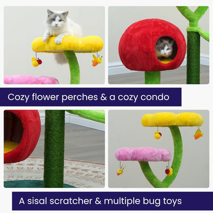 Gum Drop 4-Level 39.5” Mushroom Cat Tree with a Replceable Scratcher