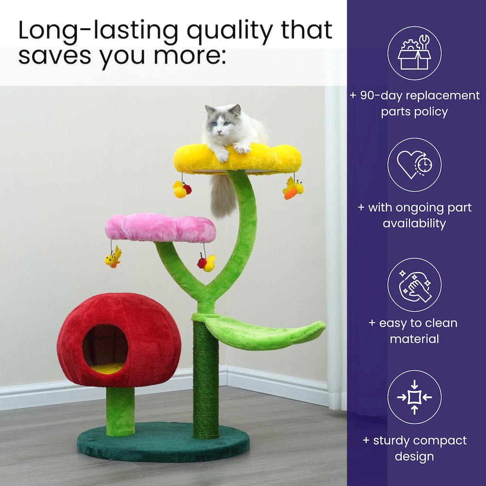 Gum Drop 4-Level 39.5” Mushroom Cat Tree with a Replceable Scratcher