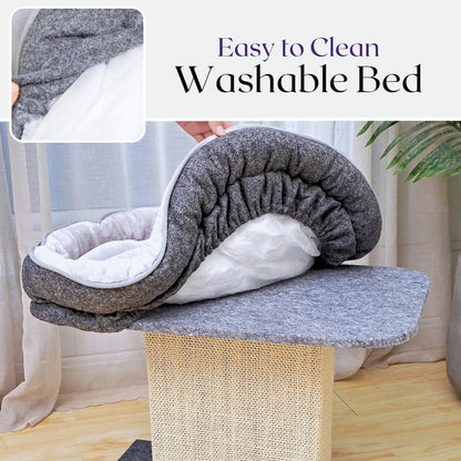 Mellow 2-Level 19" Cat Perch with Replaceable Parts, Washable Bed