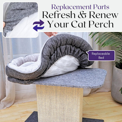 Mellow 2-Level 19" Cat Perch with Replaceable Parts, Washable Bed
