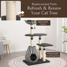 49-in Cat Tree With Recyclable Paper Rope Perch & Condo Lounger, Black & White