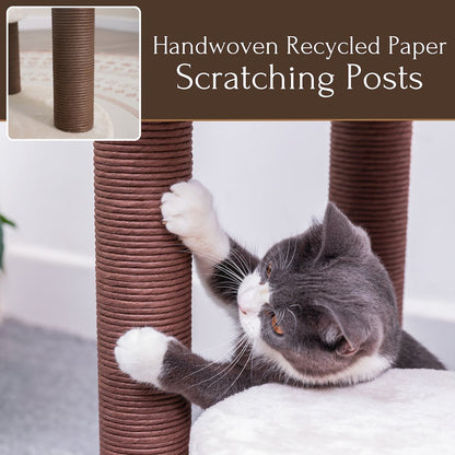 Group Quartz Handwoven Eco-Friendly Cat Tree, Paper Rope Scratching Posts, 36"