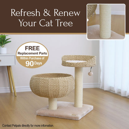 23-in Paper Rope Hand Woven Condo & Perch Cat Tree, Natural