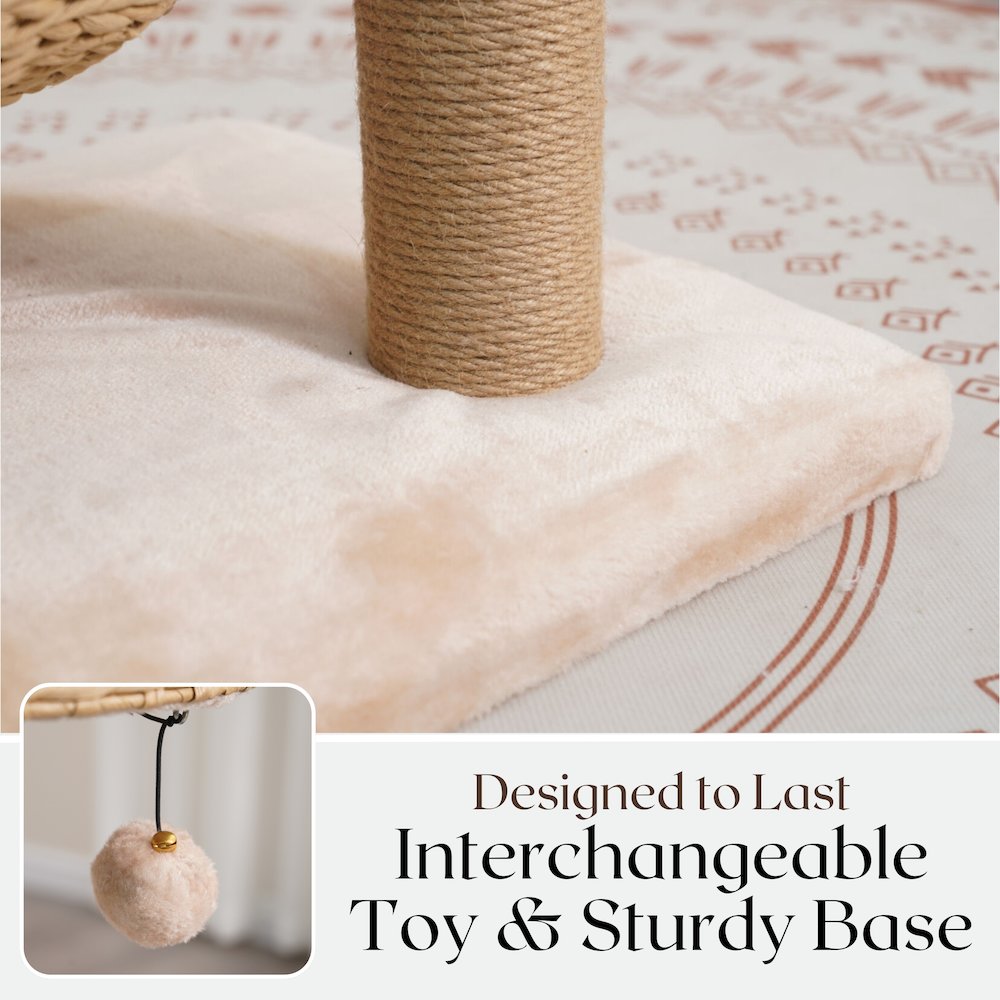 30-in Paper Rope Hand Woven Condo & Perch Cat Tree, Beige