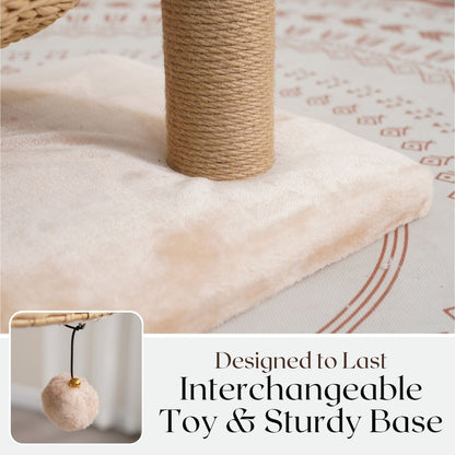 30-in Paper Rope Hand Woven Condo & Perch Cat Tree, Beige