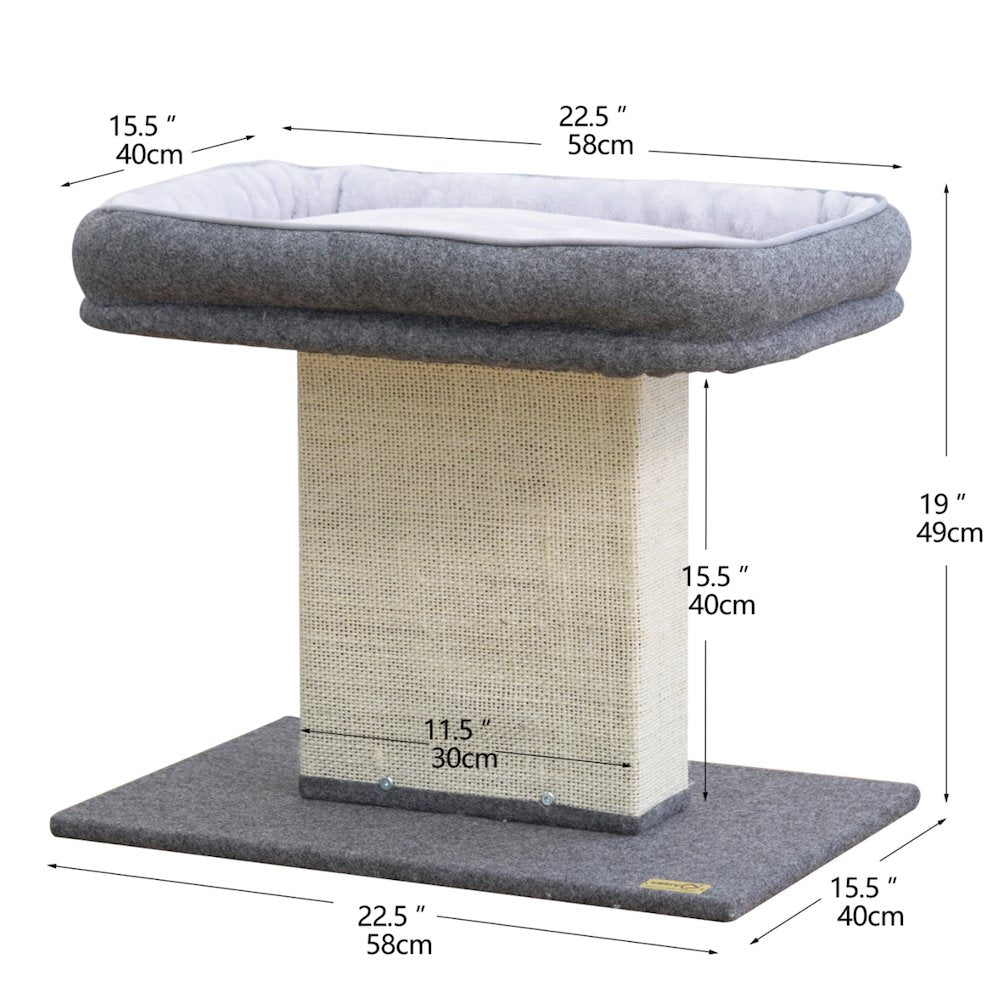 Mellow 2-Level 19" Cat Perch with Replaceable Parts, Washable Bed