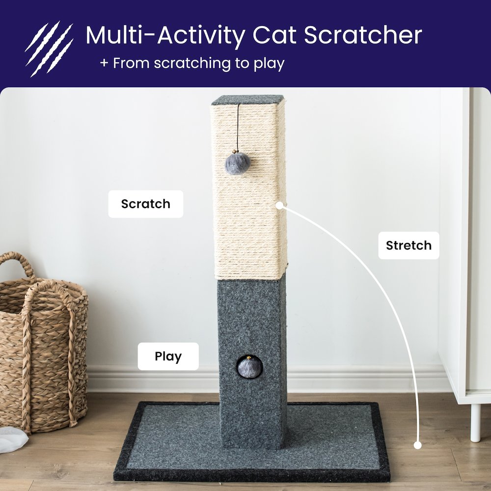 Minimalist Natural Sisal Cat Scratching Post with Peek-a-Boo Ball Toy