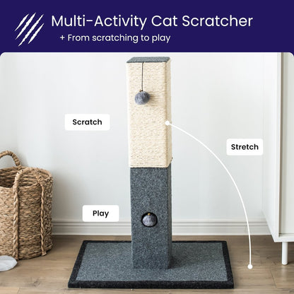 Minimalist Natural Sisal Cat Scratching Post with Peek-a-Boo Ball Toy