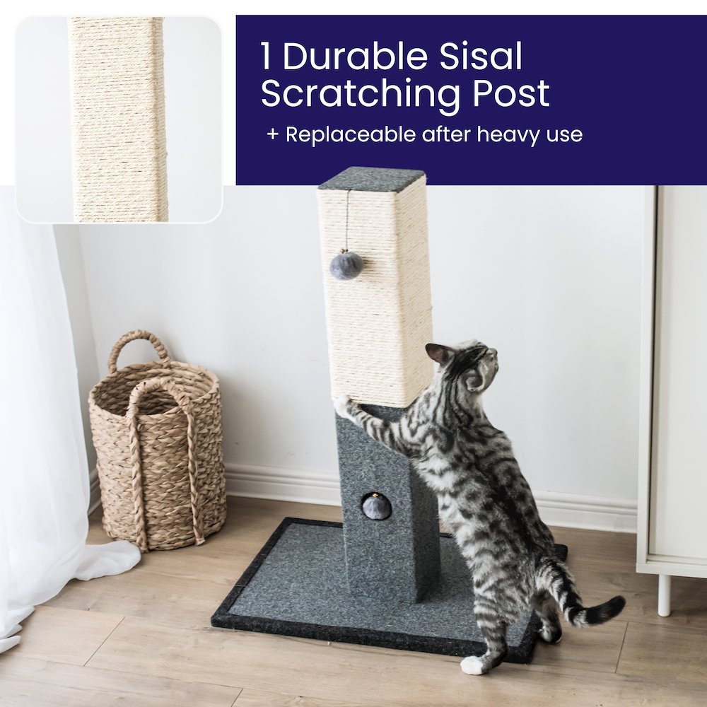 Minimalist Natural Sisal Cat Scratching Post with Peek-a-Boo Ball Toy