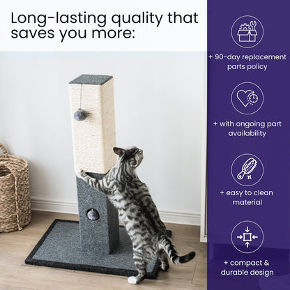 Minimalist Natural Sisal Cat Scratching Post with Peek-a-Boo Ball Toy