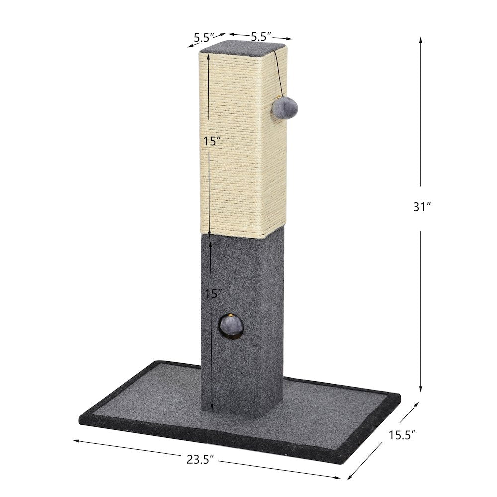 Minimalist Natural Sisal Cat Scratching Post with Peek-a-Boo Ball Toy
